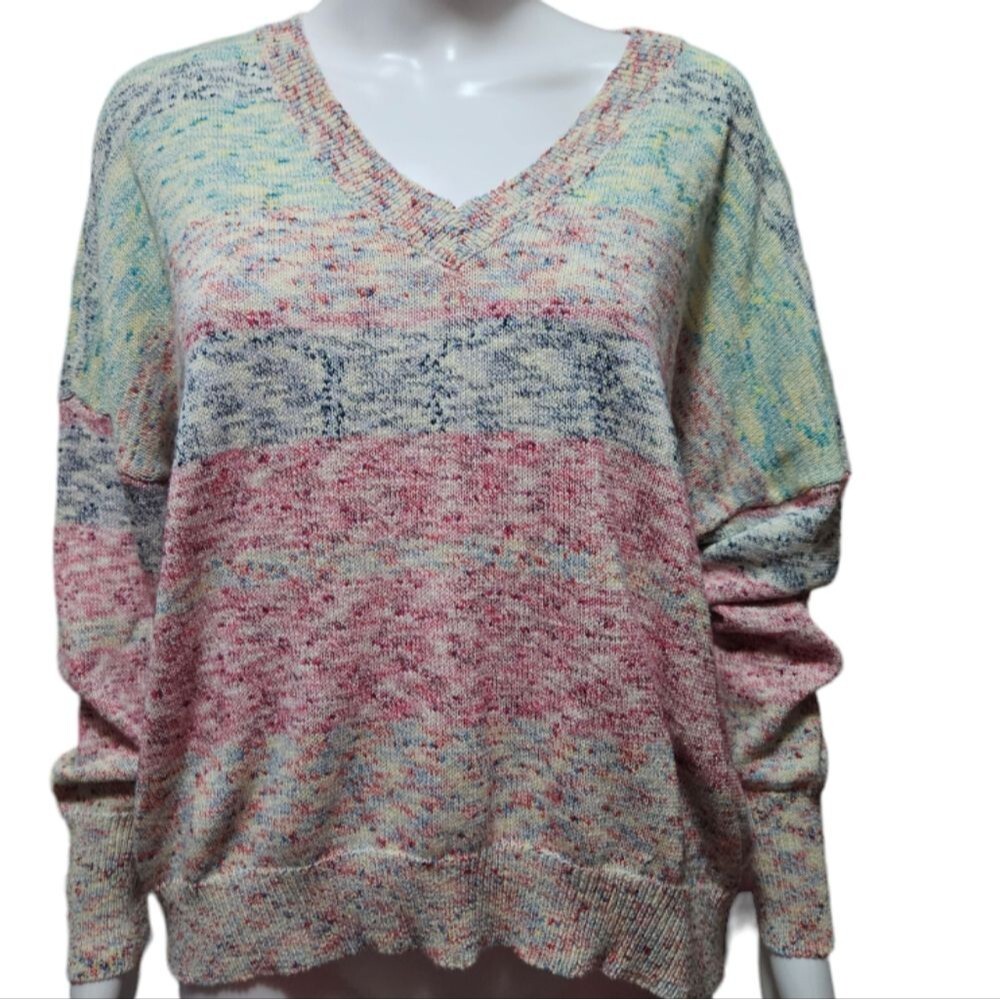 Modcloth Multi Color V-Neck Sweater - Picture 2 of 7